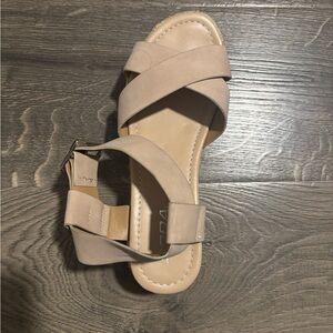 Soda Tan Sandals with Adjustable Straps and Cushioned Footbed